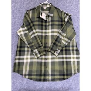 LulaRoe Abigail Button Down Long Sleeve Women's Green Plaid Blouse Size 3XL NWT